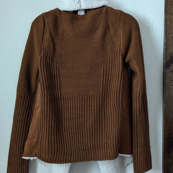 Outback Trading Co. Suede and Knit Sherpa Sweater Jacket - Picture 4 of 5